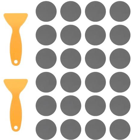 sourcing map 24pcs Non-Slip Bathtub Stickers,PEVA Anti-Slip Shower Stickers Showers Treads Round Appliques with 2 Pcs Scraper for Bath Tub Shower Stairs, Grey