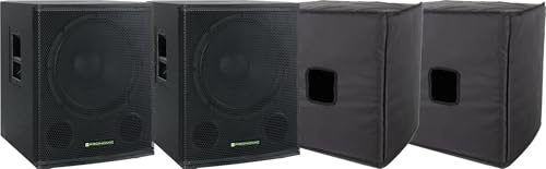 Pronomic SA-18 SUB Aktiv Subwoofer + Cover 2X Set - 2X 600 Watt Leistung - 18 Lautsprecher mit 2,5 Schwingspule - Frequenzbereich: 26-120 Hz - Max. SPL: 126 dB - inklusive Schutzhüllen