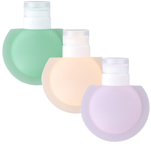 Hoxfly Botes de Viaje, 3 Piezas Juego de Botellas de Silicona de Viaje, 90 ml Portátiles Botellas de Cosméticos, Botellas a Prueba de Fugas para Gel, Champú, Lociones, Acondicionadores (Multicolor)