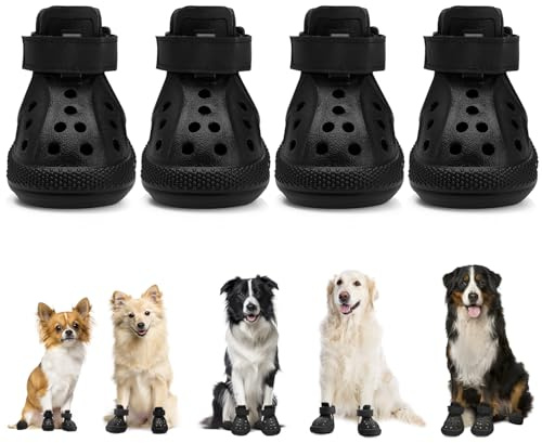 SlowTon Dog Shoes for Hot Pavement, Breathable Non Slip Dog Sandals with Reflective Stripes, Easy ON & Off, Easy-Clean Summer Outdoor Pet Booties for Small Medium Large Dogs