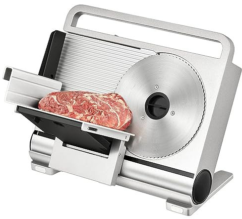 Electric Meat Slicer, Folding Deli Food Slicer with Removable 19cm Stainless Steel Blade, Adjustable Thickness 0-15mm for Home Use, Child Lock Protection