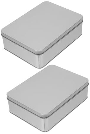 Sewroro 2pcs Large Rectangular Iron Storage Boxes with Lid, Frosted Cover Food Storage Containers for Home and Office Organization, Multipurpose Candy and Biscuit Packing Cases