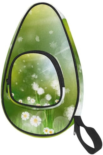 VAPOKF Tischtennisschlägerhülle, schöne grüne Grasblumen, Blowball, Tischtennis, Schlägertasche, Tasche für 4–5 Bälle