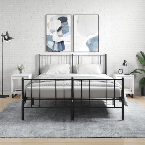 WSJHUHK Möbler, bord, sängbord, sängskåp 2 st högglansig vit 40x35x50 cm konstruerat trä
