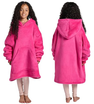 Sienna Oversized Hoodie Blanket Kids Teenagers Girls Hooded Blanket Ultra Soft Warm Sherpa Fleece Pullover Wearable Blankets Hoodie Big Jumper Gift for Girls, Pink - One Size