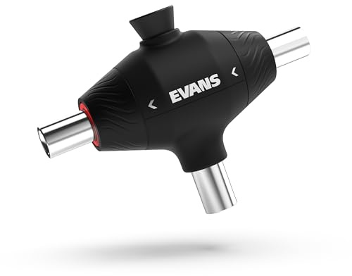 Evans Llave de tambor con cordón – Llave de tambor totalmente mecánica de tres cabezales – Llaves para afinar tambores – Accesorios de batería – Regalos para bateristas