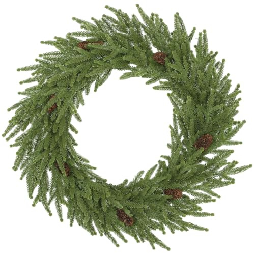 HOMCOM Weihnachtskranz 45 cm Türkranz mit Zapfen für Haustür Künstlicher | Adventskranz, Haustür Kränze Dekoration, Weihnachtskränze, Weihnachtsdeko, für Außen Innen, Weihnachten Advent Haustür