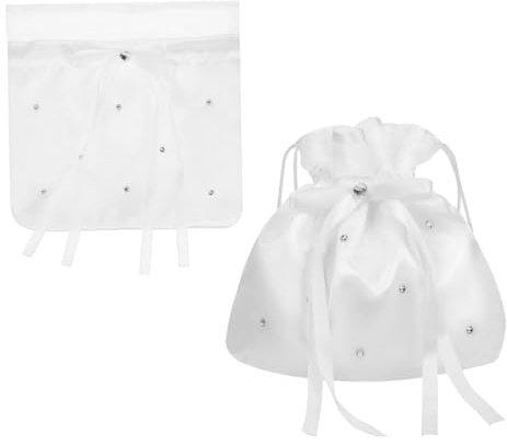 Veemoon 2 pezzi Borsa da Sposa in con Coulisse Capacità per Damigelle e Ospiti Pochette Morbida e Resistente per Matrimonio ed Eleganti