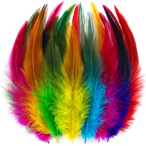 Gleemix 150 Stück Federn zum Basteln, 12-18 cm Bastelfedern, Federn Bunte für Traumfänger Basteln, DIY Handwerk, Hochzeit