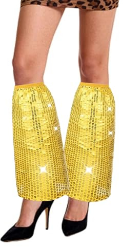 MUNSKT Abba Women's Clothing,Sequin Leg Warmers,Abba Clothing Accessories, Leg Guards, Women's Sequins Disco Clothing, Carnival Fancy Dresses (Gold)