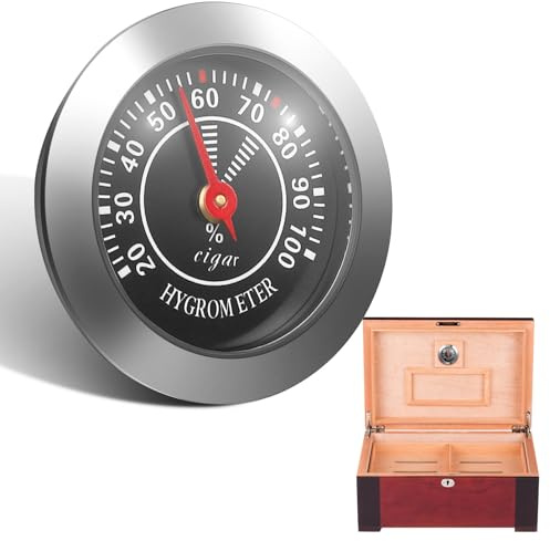 GARVALON Analog Humidor Hygrometer Gauge 38mm Mechanical Round Small Cigar Box Accessory for Cigar Humidors and Musical Instrument Cabinets