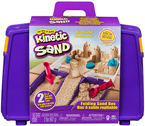 Kinetic Sand Folding Sandbox comes with 2LBS of Non-Toxic Play Sand, 7 Tools and Activity Space Educational Creative Kid's Sensory Toys for Boys and Girls Aged 3+