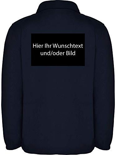 Personalisierte Herren Fleecejacke mit Logo & Text – Arbeitsjacke mit Druck vorne & hinten – robuste warme Fleece Jacke für Arbeit & Freizeit - L34 - XL - Navy Blue