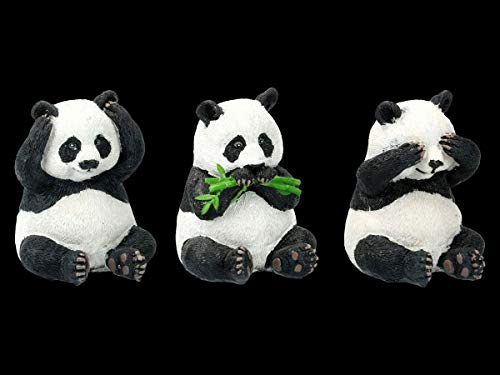 DREI weise Panda-Figuren - Nichts böses, hören, Sagen, sehen | witzige Tier-Figur, Deko-Figur, Skulptur, Statue, H 8-8,5 cm