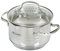 Daniks Tokio Faitout Inox 18 cm 2.9 Litres | Marmite avec Couvercle en Verre | Bec Verseur, Egouttage Facile | Tous Feux Dont Induction | Échelle de mesure | Argent