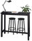 WOLTU Bartisch Set mit 2 Barhockern, Stehtisch & Barstuhl mit Metallgestell, Esstisch aus Holz für Bar Küche Wohnzimmer, Bistrotisch Bartheke Tresentisch, 120x40x100cm, Schwarz