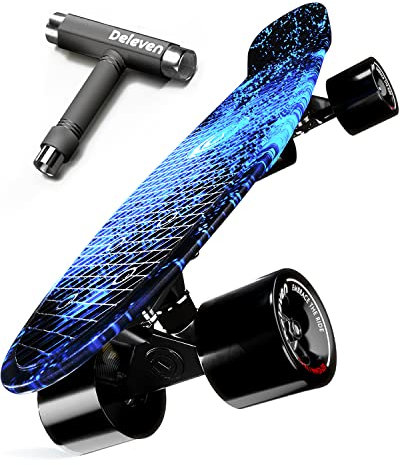 Deleven Skateboard mit Skate Tool, ABEC-9 Lagern und 78PU Rädern - The Universe Collection - Für Kinder, Erwachsene, Anfänger - 56 cm