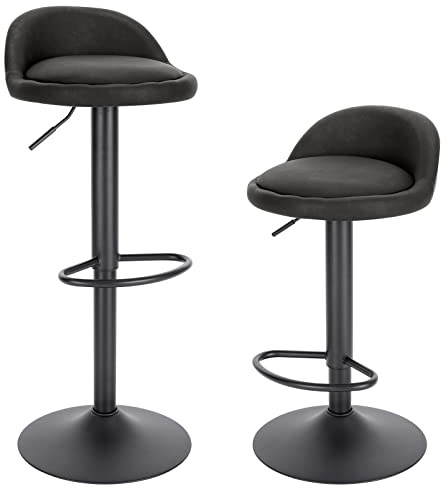 EUGAD Sgabelli da Cucina in similpelle con Poggiapiedi Sgabelli da Bar Moderni per Bancone Penisola Sedie Alte Girevoli Altezza Seduta Regolabile 61-82cm, Antracite 2 Pezzi 0913BY-2