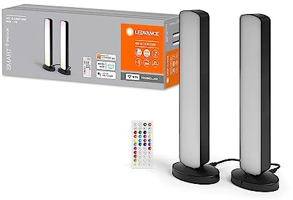 LEDVANCE SMART+ WIFI LED Stehleuchte, klein, schwarz, 2x 2,5W, 2x 480lm, regulierbares Weiß- und Farblicht, dimmbar, DIY- und Musikrhythmusfunktion, lange Lebensdauer, App-steuerbar, 2700-6500K
