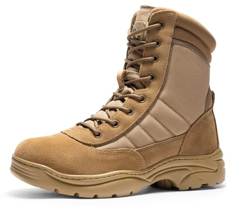 NORTIV 8 mäns militär taktisk arbetsstövel bred passform, Brun, 9.5