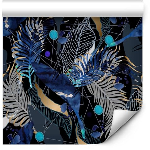 artgeist Premium Wallpaper Leaves 20x394 in - Non-Woven Wall Mural Print Fleece Picture Image Design Murals Wall Art Murals Home Decor Art Deco Geometrical Nature Botanical Plants f-B-10021-j-a