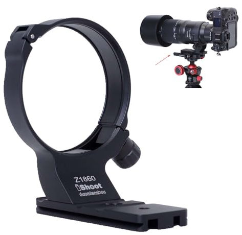 iShoot Collare ad anello per treppiede compatibile con Nikon Nikkor Z 180-600 mm F5.6-6.3 VR, supporto per staffa di supporto per obiettivo inferiore Arca-Swiss Fit Piastra a sgancio rapido per