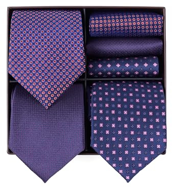 BRERA 67 - Set Elegante Uomo | 3 Cravatte + 3 Fazzoletti Made in Italy | Cravatta e Pochette Coordinati | Colore Azzurro Marrone, Taglia Unica