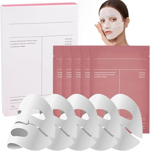 Bio Collagen Mask, 5Pcs Mascarilla Facial Colageno, Mascarilla Bio Colágeno Noche, Bio Collagen Real Deep Mask, Iluminar el Color de La Piel, Reducir las Líneas Finas, Hidratante (A)