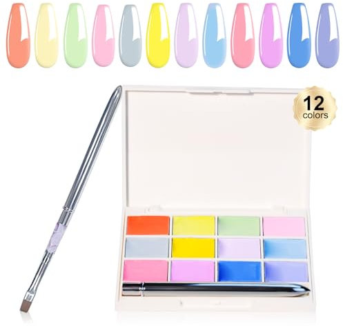 EODCI 12 Farben UV Nagellack Set, Solid Creme Gel Nagellack mit Nail Pinsel Für Gelnäge Farben Nagel Gel Farben Set or Nail Art DIY Design Salon Manicure