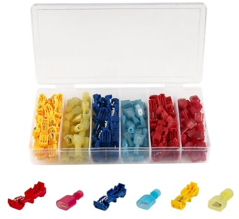 T Tap Wire Connectors, 120 Pcs Electrical Wire Connectors, Wire Quick Splice Connector, Insulated Electrical Wire Connectors, Terminals Self-Stripping Crimp Connector