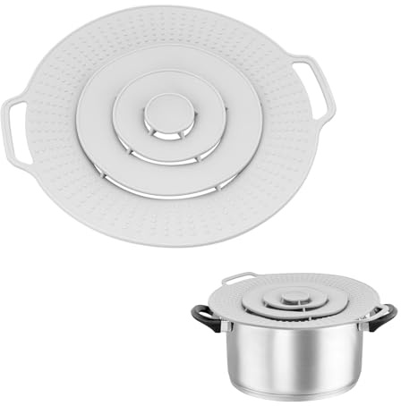 Pot Lid Spill Stopper Lid, 2 Pieces Boil Over Protection and Splash Guard Made of Silicone, Pans Splash Guard, for Pots and Pans Between Diameter 15-25 cm, Pot Lid to Protect Against Boiling Over