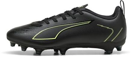 Puma Botas de fútbol Unisex para niños Ultra 6 Play FG/AG Jr, Puma Black Fizzy Light Green Terrain, 4 UK