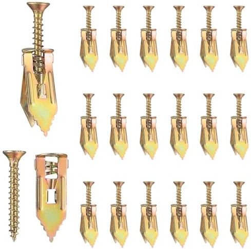 100 viti di fissaggio per cartongesso e 100 tasselli da parete, tasselli e viti per fissaggio a parete cavità, tasselli e viti di espansione a parete cava con viti autoperforanti per cartongesso (100)