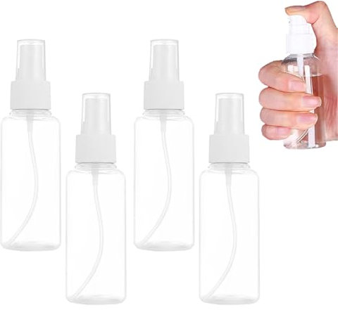 YAZANY 4 Pcs Small Spray Bottles, 25 ML Spray Bottles Transparent Refillable Containers Plastic Mini Travel Bottle for Travel Perfume Cosmetic Make-up Hair Spray and other Liquids