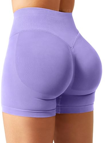 YEOREO SoftHue Short de sport pour femme - Invisible - Scrunch Butt - Lifting - Short de gym - Entraînement - 11.4 cm - Seamless - Legging court - Femme - Push Up - Booty - Short de biker, Violet