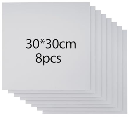 Farbiges Sperrholzplatte 3mm, Laser Material Sperrholz, 8 Stück 30x30 cm farbiges Sperrholz ohne Lackierung Unbehandeltes Holzplatte für den Modellbau Laserschneiden Gravieren (Weiß)