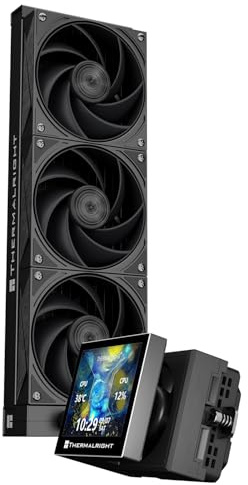 TR Stream Vision 360 Black-360mm AIO CPU Liquid Cooler,3.5’’Square LCD Display for Images,Magnetic Suction High-Performance Pump for 640x480 Resolution with Embedded Fan,for AM5/lga1851/1700