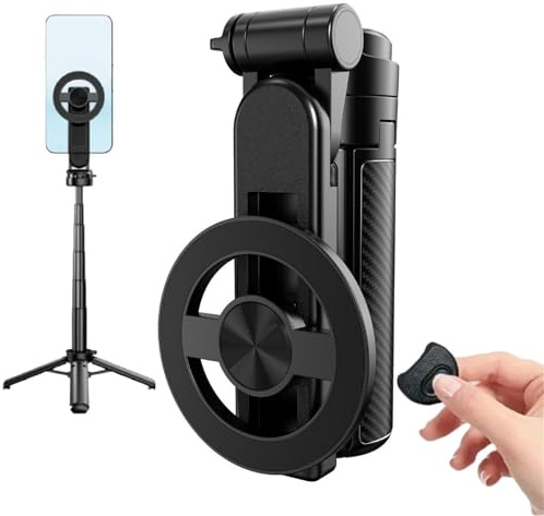 THUCHENYUC Perche À Selfie Magnétique Multifonctionnelle 4 en 1, Rotation À 360°, avec Télécommande sans Fil Amovible Et Trépied Portable for Les Voyages