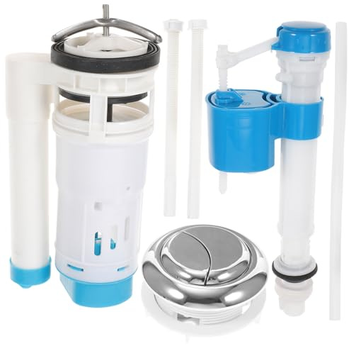 SOPOTUTU Vanne de rechange pour réservoir de toilettes avec robinet flotteur et bouton poussoir - Valve de remplissage à économie d'eau pour double chasse d'eau - Vanne de remplissage durable pour une