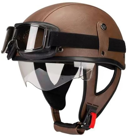 Aperto Casco Retrò Motociclista Caschi Jet E Demi-Jet Moto Con Visiera Casco Mezzo Scodella Caschi Cromwell Uomini Donne Omologato DOTECE Elmetto Durevole E Resistente All'usura F,M:57-58CM