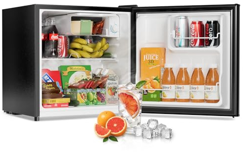 Frostorm 1.6 Cu Ft Mini Fridge with Freezer - 30dB Ultra Quiet Upright Freezer for Bedroom, Dorm & Office | Compact Fridge, Adjustable Thermostat, Reversible Door, ETL Certified