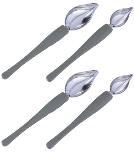 Sewroro Cuchara para Salsa de Acero Inoxidable 4 Piezas para Decoración Culinaria y Dibujo en Postres, Herramienta Práctica para Repostería y Presentación de Platos