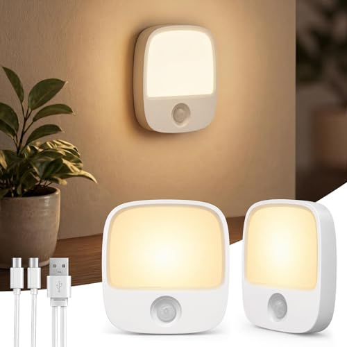 EZVALO Rechargeable Motion Sensor Night Lights, 2 Pack Magnetic LED Lights, 3 Colour Temperatures, 10%-100% Dimmable with Memory, 1000mAh for Closets, Bedrooms, Hallways, Bathrooms