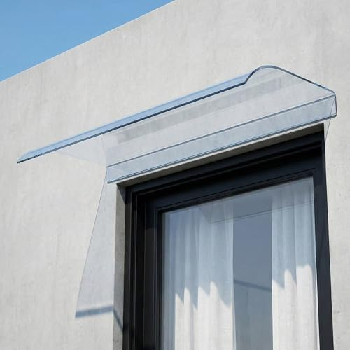 Marquise de Porte Exterieur, Auvent de Terrasse, Plaque Polycarbonate Transparent, Toit de Porte Entrée, Abri de Jardin, Visière Protection Fenêtre, Auvent Garage Solide(35x140cm)