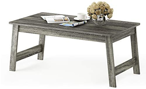 Furinno BEGINNING Coffee Table, Modern Coffee Table with H-Legs, Side Table, for Living Room, Bedroom, Home Office, French Oak
