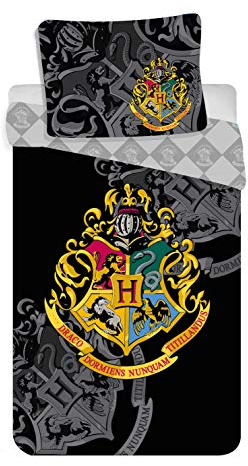 WB Harry Potter - Biancheria da letto double-face, 140 x 200 cm, 100% cotone