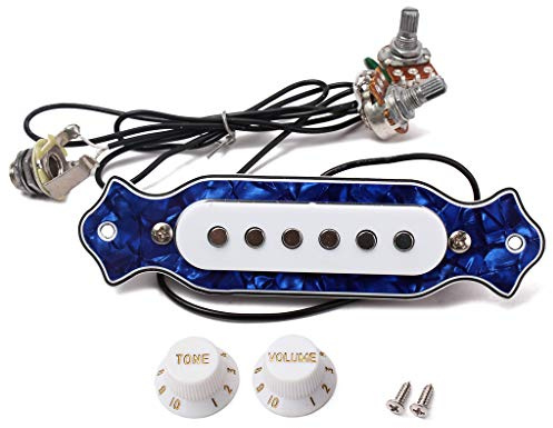 Alnicov Pastilla magnética Blue Sound Hole con perillas de volumen de tono para guitarra acústica o eléctrica popular de 6 cuerdas