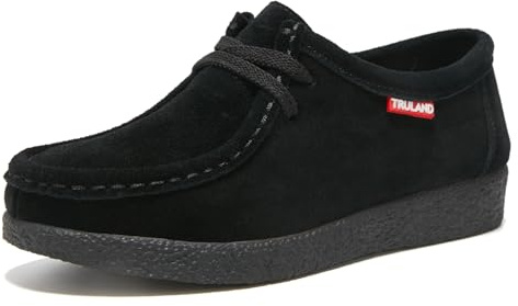 TRULAND Zapatos Mocasines Wallabees Mujer con Cordones, Piel de Ante