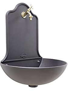 FONDERIA BONGIOVANNI Fontaine murale modèle Valencia pour maison, jardin, avec robinet en laiton, finition au choix (brillant)