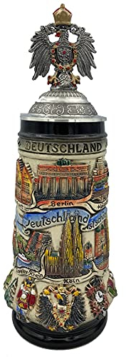 Zöller & Born German Beer Stein Germany 0.5 Liter tankard, with ptd. Pewter lid, Beer Mug
